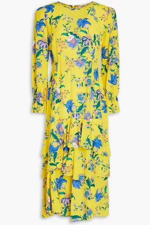 Diane von Furstenberg Fairfax ruffled floral-print crepe de chine midi dress