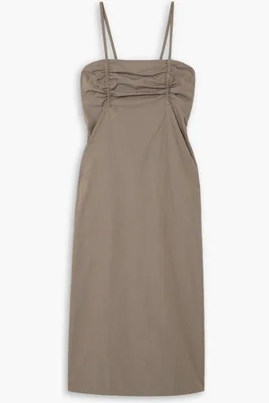 Deiji Studios The Day ruched cotton-poplin midi dress - Neutral