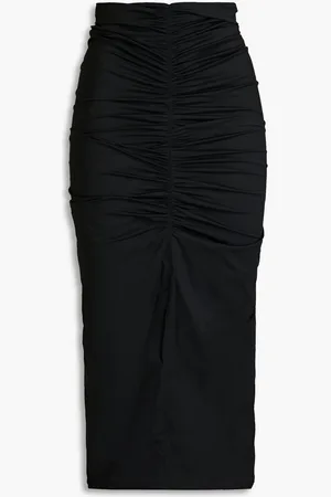 Serafini Ruched stretch-jersey midi skirt