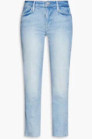 Frame Le High Straight cropped high-rise straight-leg jeans - Blue