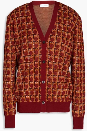 ROSETTA GETTY Jacquard-knit merino wool-blend vest - Red