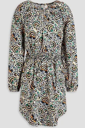 A.L.C. Gathered printed cotton-poplin mini dress