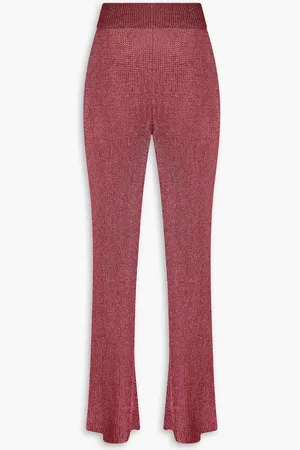 Cult Gaia Nevaeh metallic crochet-knit flared pants - Pink