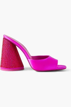 The Attico Luz crystal-embellished satin mules - Pink