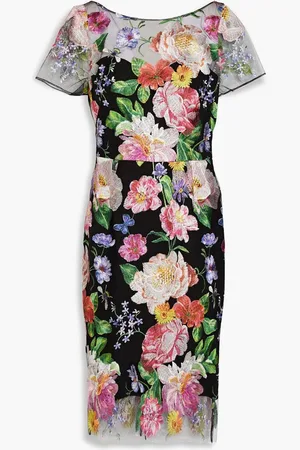Marchesa Notte Embroidered tulle dress