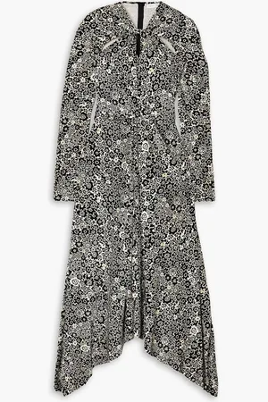 ROSETTA GETTY Asymmetric twist-front printed stretch-velvet dress