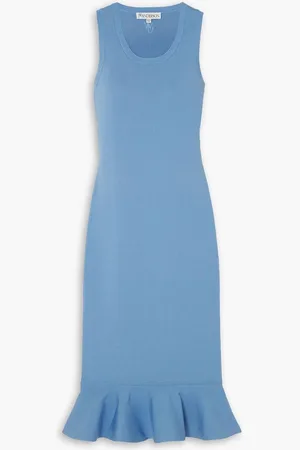 J.W.Anderson Ruffled stretch-knit midi dress - Blue