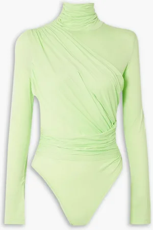 GAUGE81 Patra draped neon stretch-jersey turtleneck bodysuit - Green