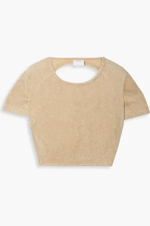 TERRY TOWELLING Pettine cutout cropped cotton-terry top - Neutral