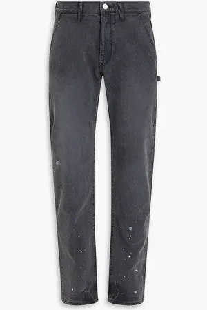 JOHN ELLIOTT Slim-fit painted cotton-canvas pants - Gray