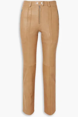 Isabel Marant Anazia paneled leather slim-leg pants - Brown