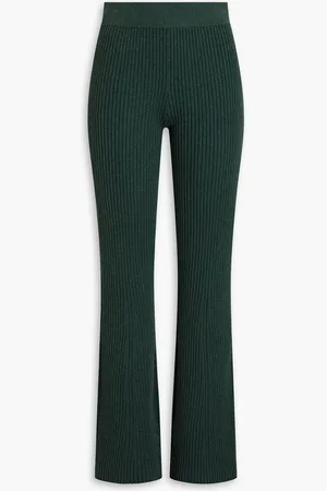 THE RANGE Ribbed-knit flared pants - Green