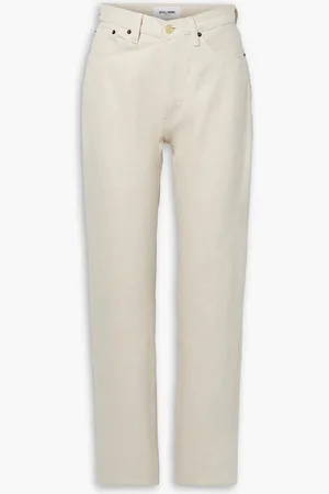 Still Here Childhood striped felt-trimmed high-rise straight-leg jeans - White