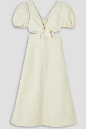 Markarian Patti silk-trimmed floral-brocade midi dress - White