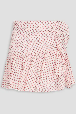 Claudie Pierlot Ruffled floral-print cotton mini skirt
