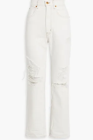 SLVRLAKE Dakota distressed high-rise straight-leg jeans - White