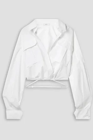 A.L.C. Corbin cropped wrap-effect cotton-poplin top