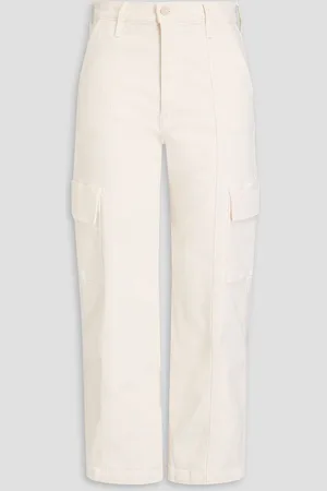 Mother Cropped high-rise straight-leg jeans - White