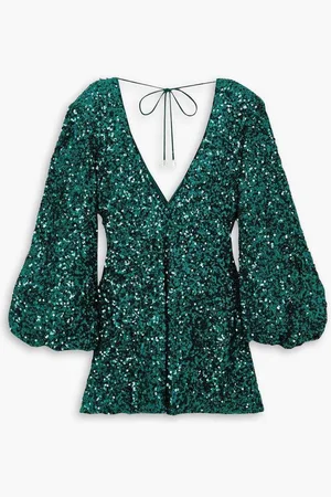 ROTATE Darsie sequined stretch-chiffon mini dress - Green