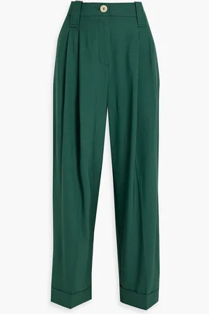 Ganni Woven tapered pants - Green