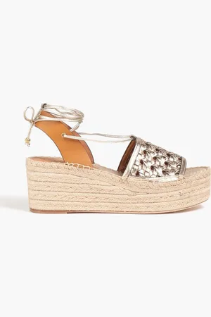 Tory Burch Metallic leather platform espadrille sandals - Metallic