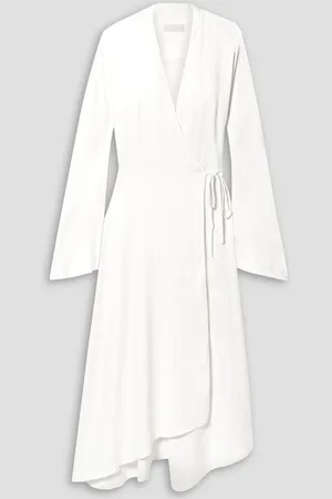Les Héroïnes by Vanessa Cocchiaro The Rose asymmetric satin midi wrap dress - White