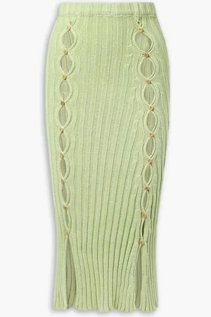 Baserange LouLou cutout ribbed cotton midi skirt - Green