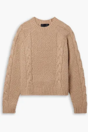 NILI LOTAN Marta cable-knit cashmere and silk-blend sweater - Neutral