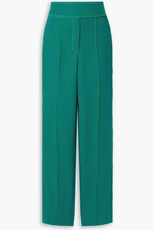 Christopher John Rogers Crepe straight-leg pants - Green