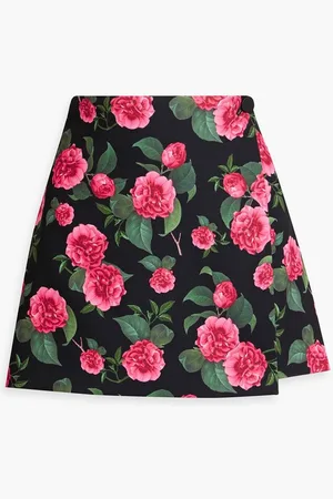 ALICE+OLIVIA Alice Olivia - Renna floral-print crepe mini wrap skirt