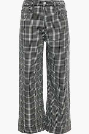 AG Jeans Cropped Prince of Wales checked high-rise wide-leg jeans