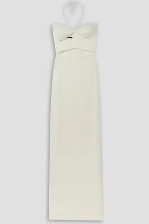 ALEX PERRY Coryn cutout satin-crepe halterneck gown - White