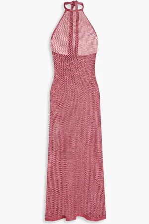 Cult Gaia Aili metallic crochet-knit halterneck midi dress - Pink