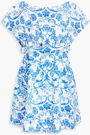 Carolina Herrera Pleated ruffled ottoman mini dress - Blue