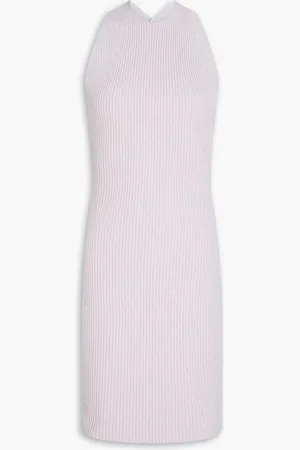 REMAIN Birger Christensen Tie-back ribbed-knit mini dress - Purple