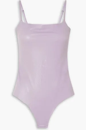 Commando Faux stretch-leather bodysuit - Purple