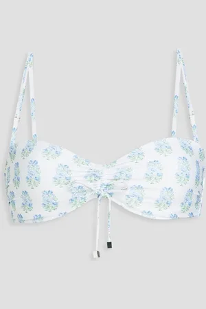 Heidi Klein Ruched printed bandeau bikini top