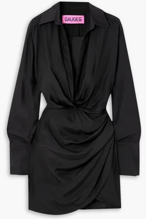 GAUGE81 Naha wrap-effect silk mini shirt dress