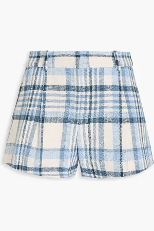 Derek Lam Checked cotton-blend tweed shorts - Blue
