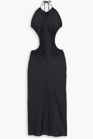 AZ FACTORY Ester Manas open-back gathered stretch-knit halterneck midi dress