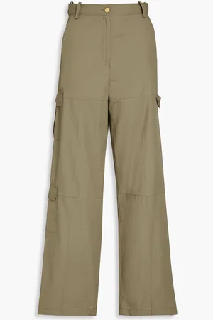 Sandro Cotton-blend wide-leg pants - Green