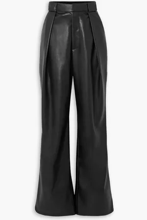 Mother Tunnel Vision pleated faux leather straight-leg pants