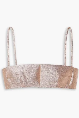 EMILIA WICKSTEAD Leya cropped lamé top - Metallic