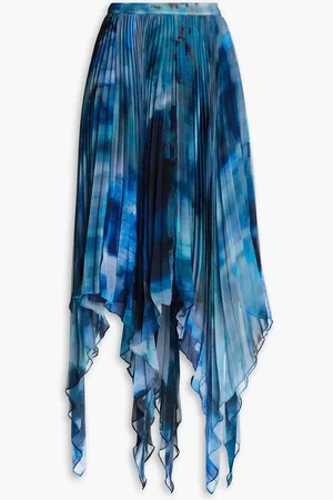 Altuzarra Pleated tie-dyed chiffon maxi skirt - Blue