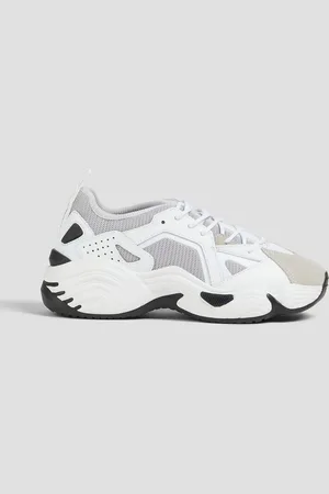 Emporio Armani Mesh, suede and leather sneakers