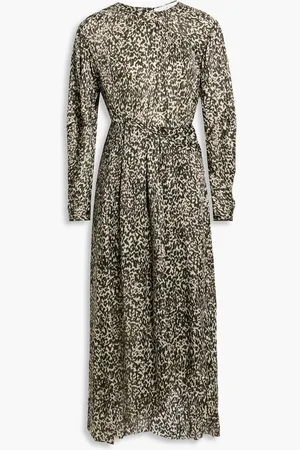 IRO Romeri pleated leopard-print silk-crepon midi dress