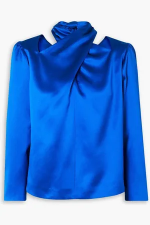 DRIES VAN NOTEN Cutout silk-satin blouse - Blue