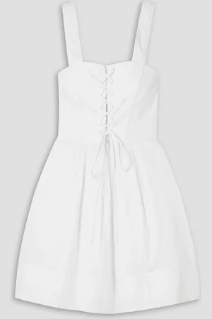 Staud Sutton lace-up stretch-cotton mini dress
