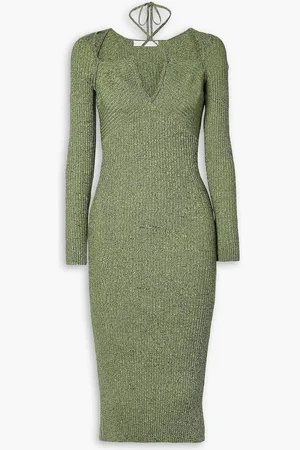 Simkhai Elijah cutout ribbed-knit midi dress - Green