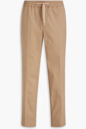 Sandro Tapered cotton-blend twill drawstring pants - Neutral